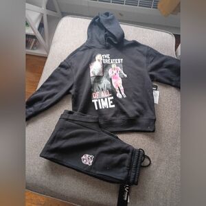 Black Graphic Hoodie and Joggers Set